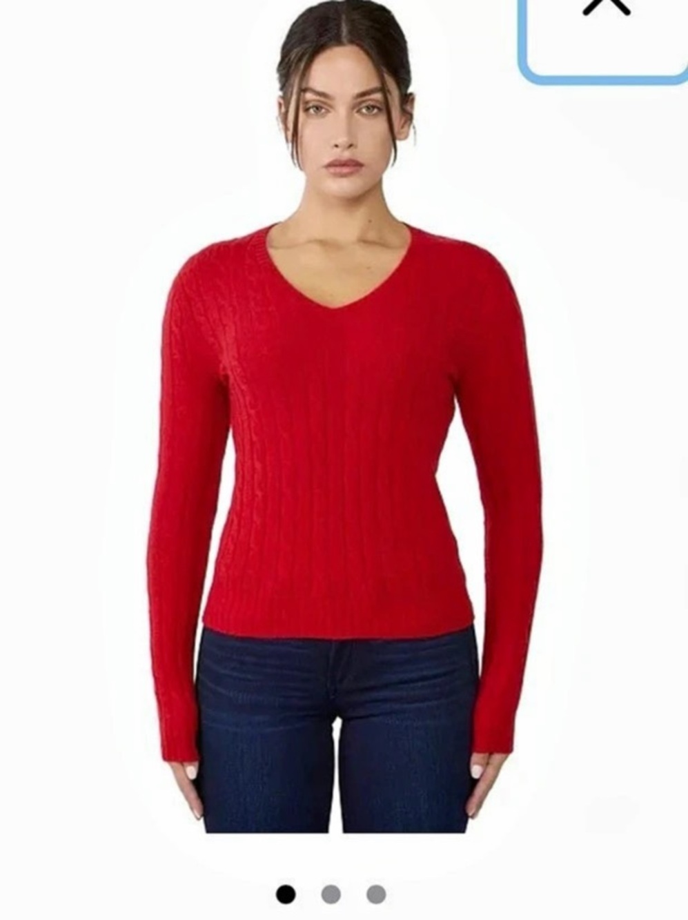 Jenni Liu Cashmere Cable-knit V-Neck Sweater V-Neck Cashmere Sweater Size Small